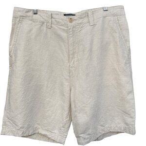 Nautica Men’s 36 Beige Linen Cotton Blend Shorts Classic Flat Front